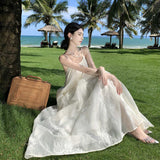 Wind Hanging Dress Summer New Sanya Seaside Vacation Show Back Long Dress