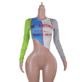 Autumn 2025 New Street Casual Colling Color Print Slanted Strewed Long Sleeve Blouse DJPT