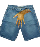 Hip-Hop Trend Pattern Print Denim Shorts Men's High Street Trendy Couple Casual Five-Point Pants DJPT