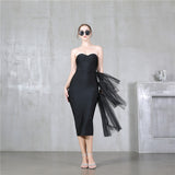 Banded Dress Summer New Temperament Sex High-Waisted Dinner Dress Brat Mesh Dress