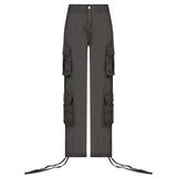 New Women's Street Hop Wind Low-Waist Fashion Trend Work Clothes Denim Casual Trousers DJPT