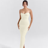 Autumn 2025 New Small Fragrant Temperament Texture Characteristic Fabric Showing Chest Open Fork Dress Woman DJPT