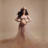 Pregnant Women Sexy Long-Sleeved Lace Dress Mesh Pregnant Women Take Pictures Of Pregnant Women Pregnant Skirts Maternity