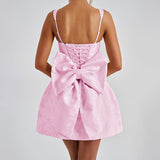 Spring 2025 New Bag Ass Dress Famous Style Temperament Sexy Collar Bow Dress DJPT