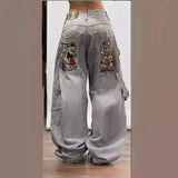 New Y2k High Street Gradient Loose Straight Jeans Men And Women's Same Trendy Jeans DJPT