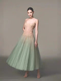 Lace Spliced Mint Green Sling Dress Dress 2024 Summer Super Fairy Temperament Niche Design Thin Mesh Dress