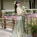 Early Morning Time Hanfu Women's Chinese Style Improve The Chinese Elements Of The New Chinese Top Skirt Dress Set 9548