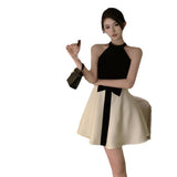 Niche Hepburn Style Temperament Sexy Sleeveless Shoulder Hanging Neck Dress Female Summer High-Sensing Dress Small Black Dress