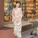 Design Gentle Autumn Chinese Style Improvement Han Elements Women's Coat Sling Skirt Suit 6934