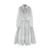 Plus-Size Single-Clip Dress 2025 New Collar Lantern Sleeve With Inner-Line Dress Women's Summer