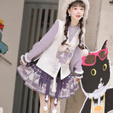 Velvet Rabbit Hanfu Female Chinese Style Improvement Han Element Blouse Vest Tat Dress Dress Suit 8971