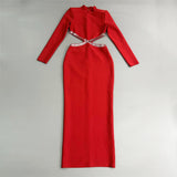 New Sexy Hollow Nail Drill Long Sleeve Banded Studded Temperament Dress Dress Dress