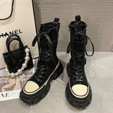 Thick Low Martin Boots Station To Do Old Retro Workwear High-Top Knight Boots Round Head Pine Cake Low Side Zipper Skin High Quality Shoes