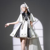 Teased Original Real Eye Lolita Female Lolita Fake Collared Cloaked Sling Skirt Daily Suit 7284