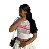 Round-Neck Letter-Print Short-Sleeved T-Shirt For Women 2025 Summer New Dress-Up Short Top DJPT