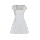 Summer 2025 New Fashion Style Commuting Short-Sleeved Square Vest A Swing Mini Dress DJPT