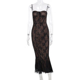 Style Lace Tied Fishtail Dress Summer Temperament Fashion Style Art Style Slinging Dress JY23745 DJPT