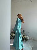 Autumn New Strap-In-String Diamond Collection Waist Thin Horn Sleeves Big Name Dress