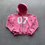 Trend Street Loose Sweatwear Suit Men And Women's Hip-Hop Sports Zipper Hoodie Trousers Set DJPT