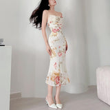 Summer 2025 New Long Dress Hanging Net Mesh Fishtail Pure Desire Dress Woman DJPT