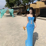 Bra With Sexy Resort Wind Seaside Hottie Long Dress Bag Hip Skirt Set Summer