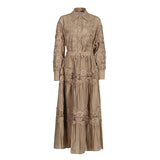 Summer New Fashion Collar Embroidered Water-Soluble Flower Hollow Shirt + Strapping Rope Skirt Dress Suit Woman