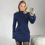 Autumn New Fashion Sexy Hottie Bag Hip Dress Temperament Professional Style Long-Sleeved Dress Woman DJPT