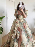 Yellow-Bottomed Colorful Rose Wedding Dress 2025 New Dress Dress Dress Dress HZ0628