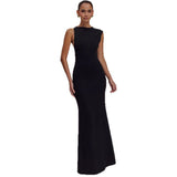 2025 New Solid-Color Sleeveless Roll-Free Backpack Hip Dress