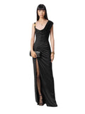 Luth Star Of The Same 2024 Summer Famous Temperament Folded Asymmetrical Shoulder Opening Black Dress Dress