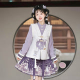 Velvet Rabbit Hanfu Female Chinese Style Improvement Han Element Blouse Vest Tat Dress Dress Suit 8971