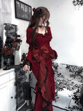 Mermaid Sweetheart Lolita Dress Christmas Dress Burgundy Birthday Dresses SD1131