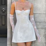 Summer 2025 New Fashion Dress Sexy Three-Dimensional Flower Suspension Dress DJPT