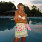 Spring 2025 New Dress Mori Style Temperament Casual Print Braided Kitty Skirt DJPT