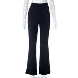 Women's Clothing 2025 Autumn New High-Rise Repair Micro-Horn Leisure Trousers DJPT