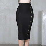 And Winter New Waist Slim Half Skirt Fashion Slit Buckle Long Skirt Slim Bandage Nepotism