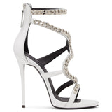 Red White Black High Heel Sandals Bag Chain Sexy High Heels Chengdu High Quality Shoes