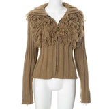Women's Autumn New Solid Color Zipper Wool-Knitted Cardigan Jacket DJPT