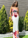 Positioning Print Medium Long Bag Hip Dress Sexy Breast Repair Dress Summer HZ0628