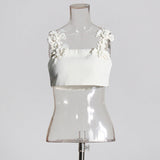 Temperament Elegant Wind 2025 Spring New Three-Dimensional Flower Sling Sling Belt High Waist Mid-Long Skirt Suit Woman