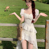 Sleeve Dress Women's Summer New Pure Chiffon Fairy Irregularly Harvesting Seaside Vacation Dress
