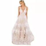 Sling With Deep V Sexy Mesh Embroidered Dress Maternity