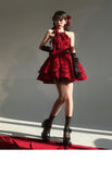Gown Halter Dark Red Christmas Dress Birthday Dresses Birthday Outfits SD1126