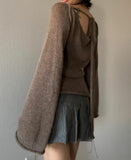 New Women's Temperamental Horny Knitted Top With Sexy Bare Back Sweater DJPT