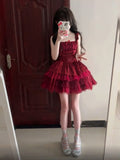 Ball Gown Square Neckline Short Tulle Burgundy Lolita Dresses Party Dress Birthday Outfits SD1205