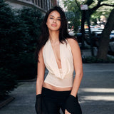 Spring 2025 New Women's Fashion Style Sexy Hot Girl Collar Hanging Neck Vest Top DJPT