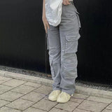 New Women's Street Hop Wind Low-Waist Fashion Trend Work Clothes Denim Casual Trousers DJPT