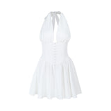 Spring 2025 New Ass Skirt Famous Style Temperament Sexy Waist Hanging Neck Dress DJPT