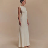 2025 New Solid-Color Sleeveless Roll-Free Backpack Hip Dress