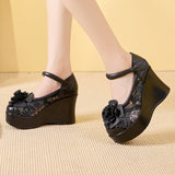 Beauty Head Layer Of Cowhose Retro Super High Het Comfort New Chinese Style Retro Garden Lady Flower Shoes High Quality Shoes